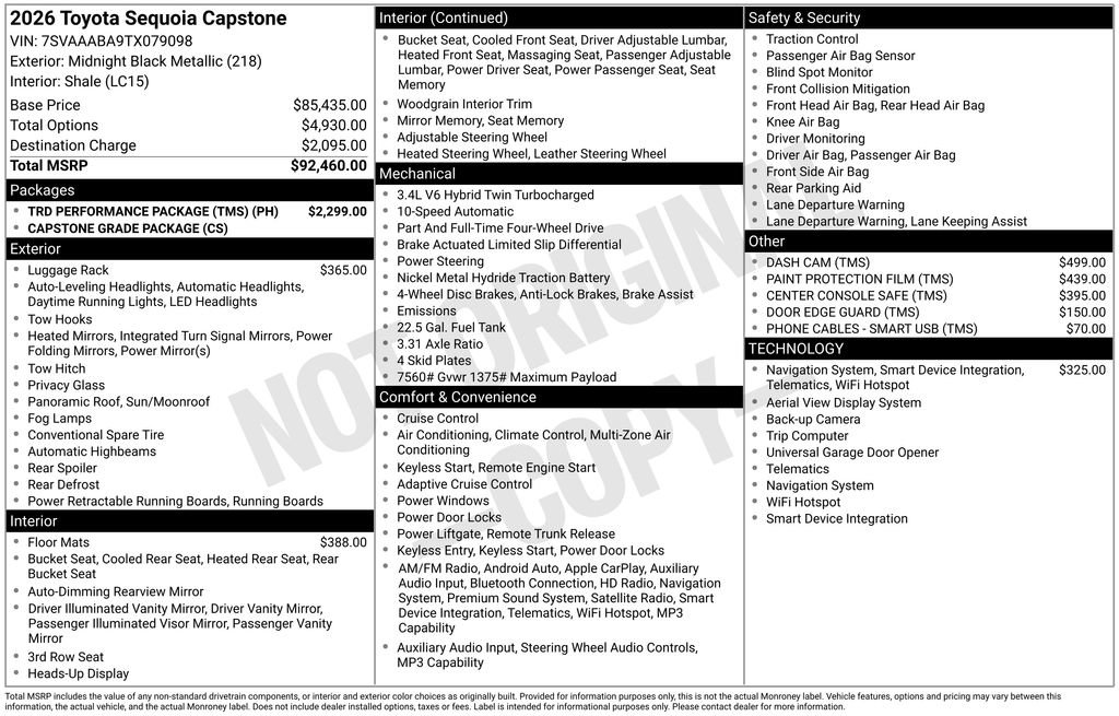 Used 2026 Toyota Sequoia Capstone w/ TRD Performance Package (TMS) image 3