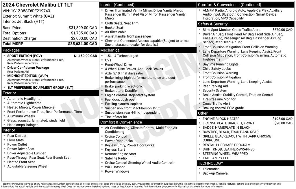 Certified 2024 Chevrolet Malibu LT w/ Sport Edition image 10
