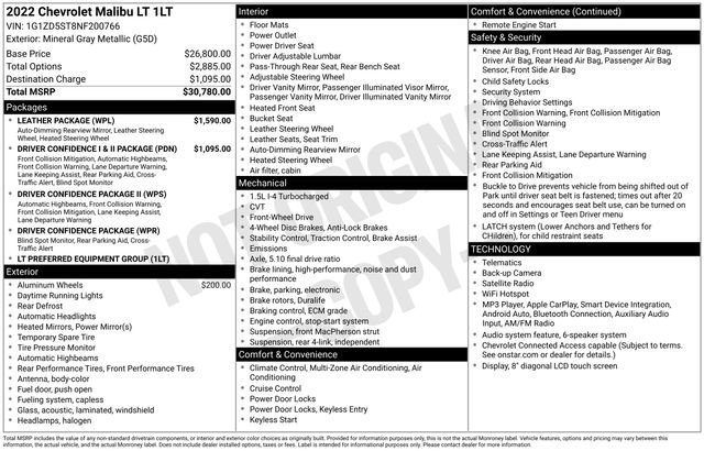 Used 2022 Chevrolet Malibu LT w/ Leather Package FWD image 32