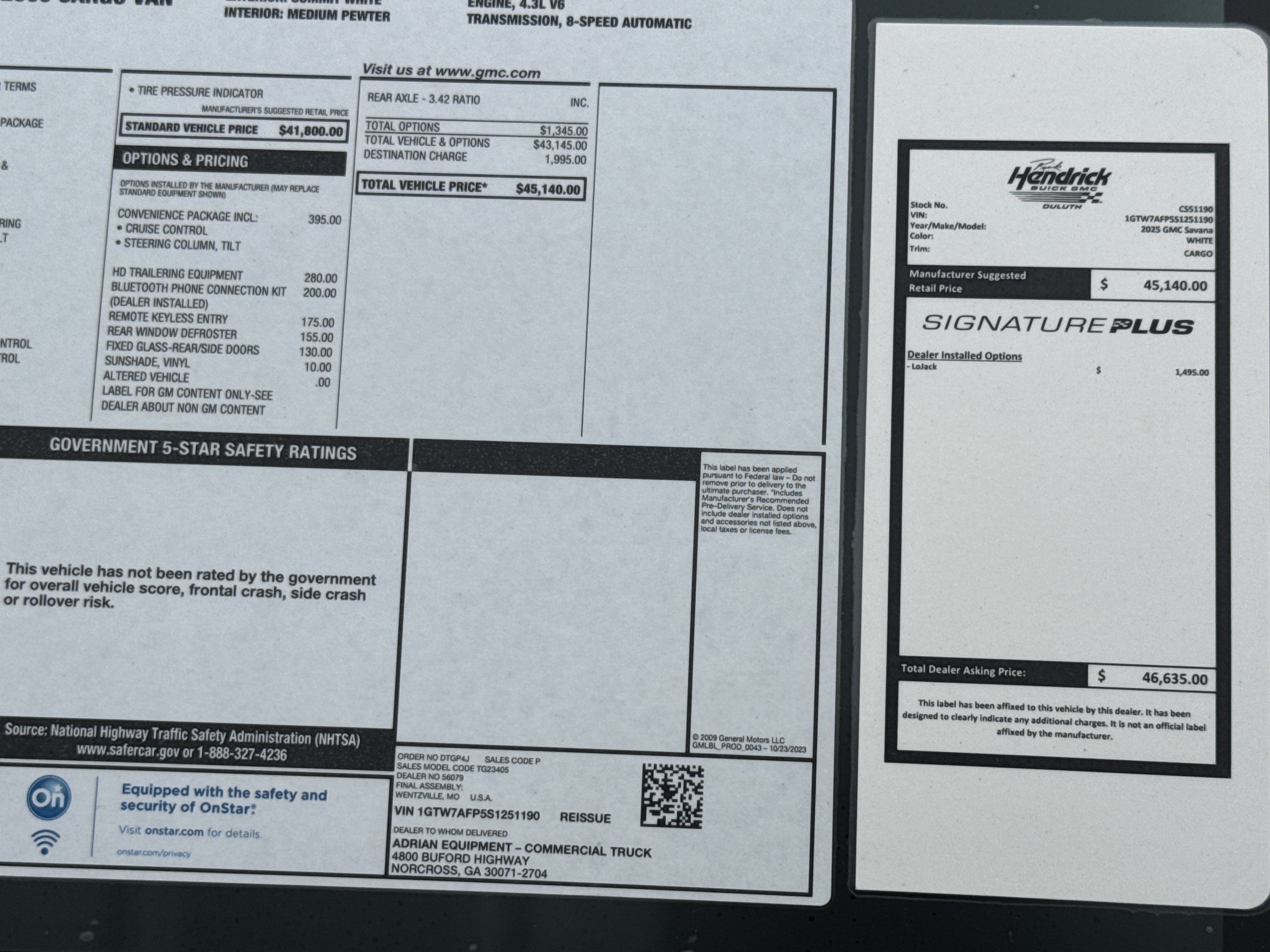 New 2025 GMC Savana 2500 w/ Driver Convenience Package RWD image 36