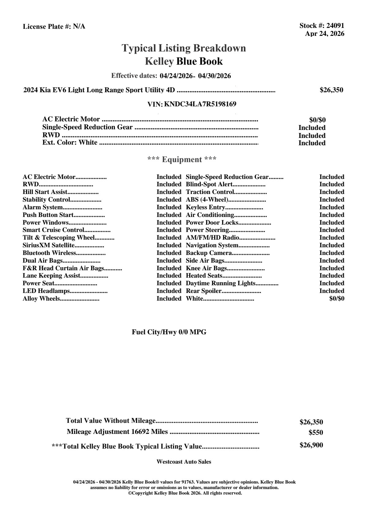 Used 2024 Kia EV6 Light RWD image 4