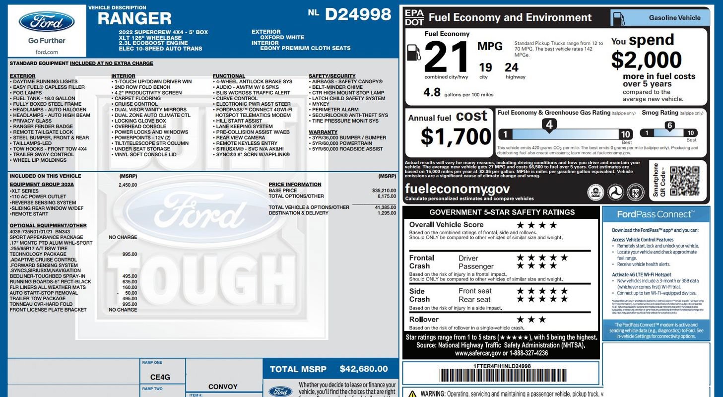 Used 2022 Ford Ranger XLT w/ Equipment Group 302A High AWD/4WD image 9