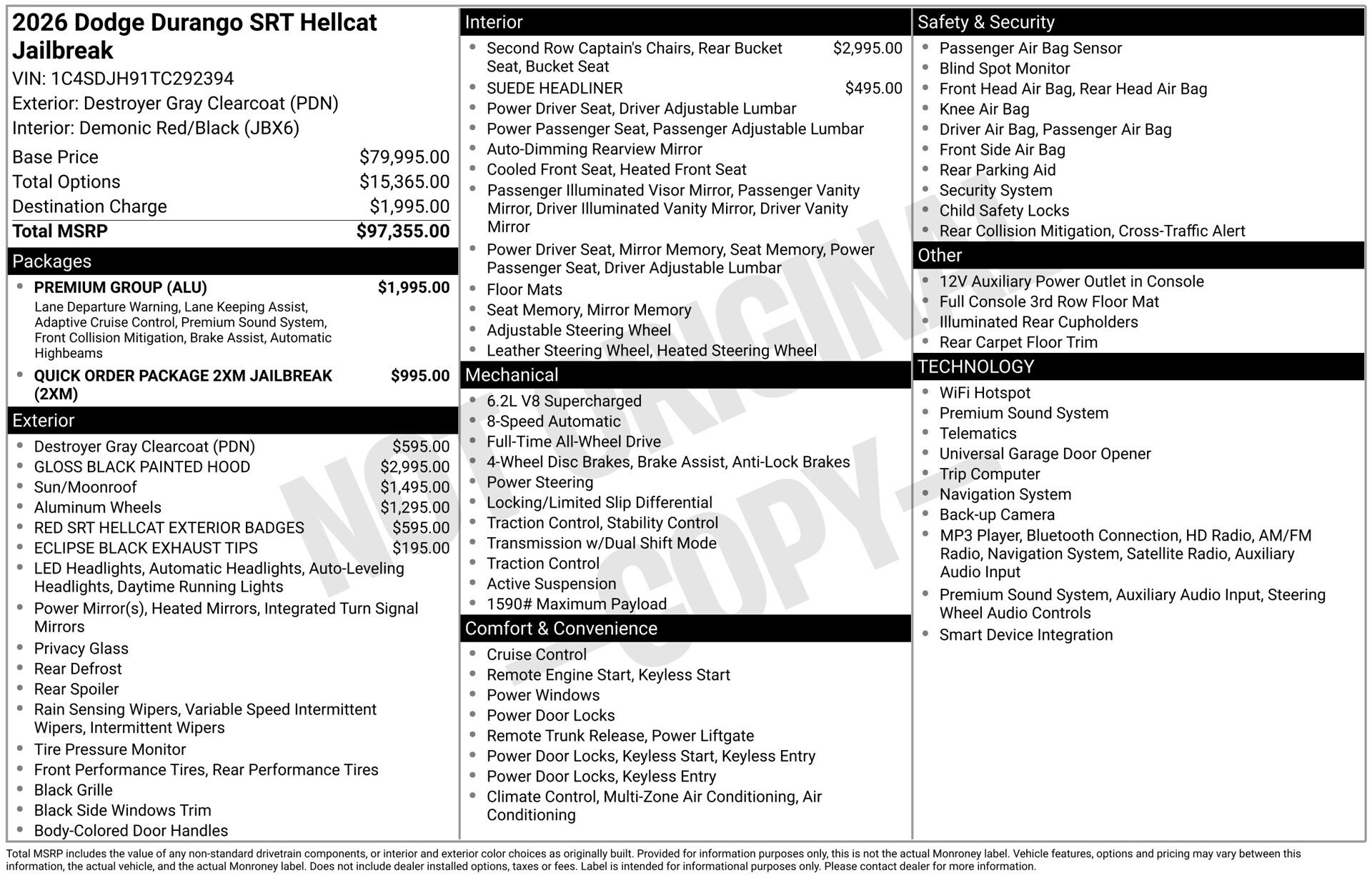 New 2026 Dodge Durango SRT Hellcat w/ Premium Group AWD/4WD image 46