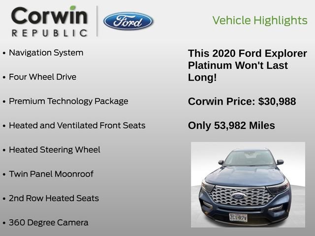 Used 2020 Ford Explorer Platinum w/ Premium Technology Package image 7