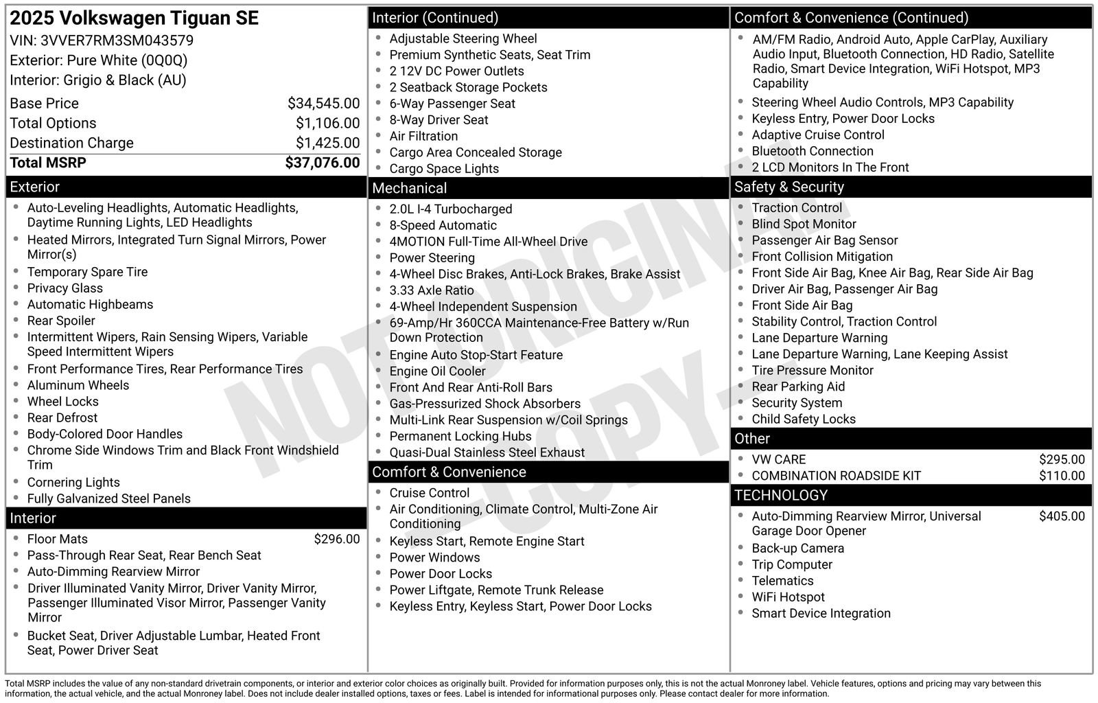 Certified 2025 Volkswagen Tiguan SE AWD/4WD image 36