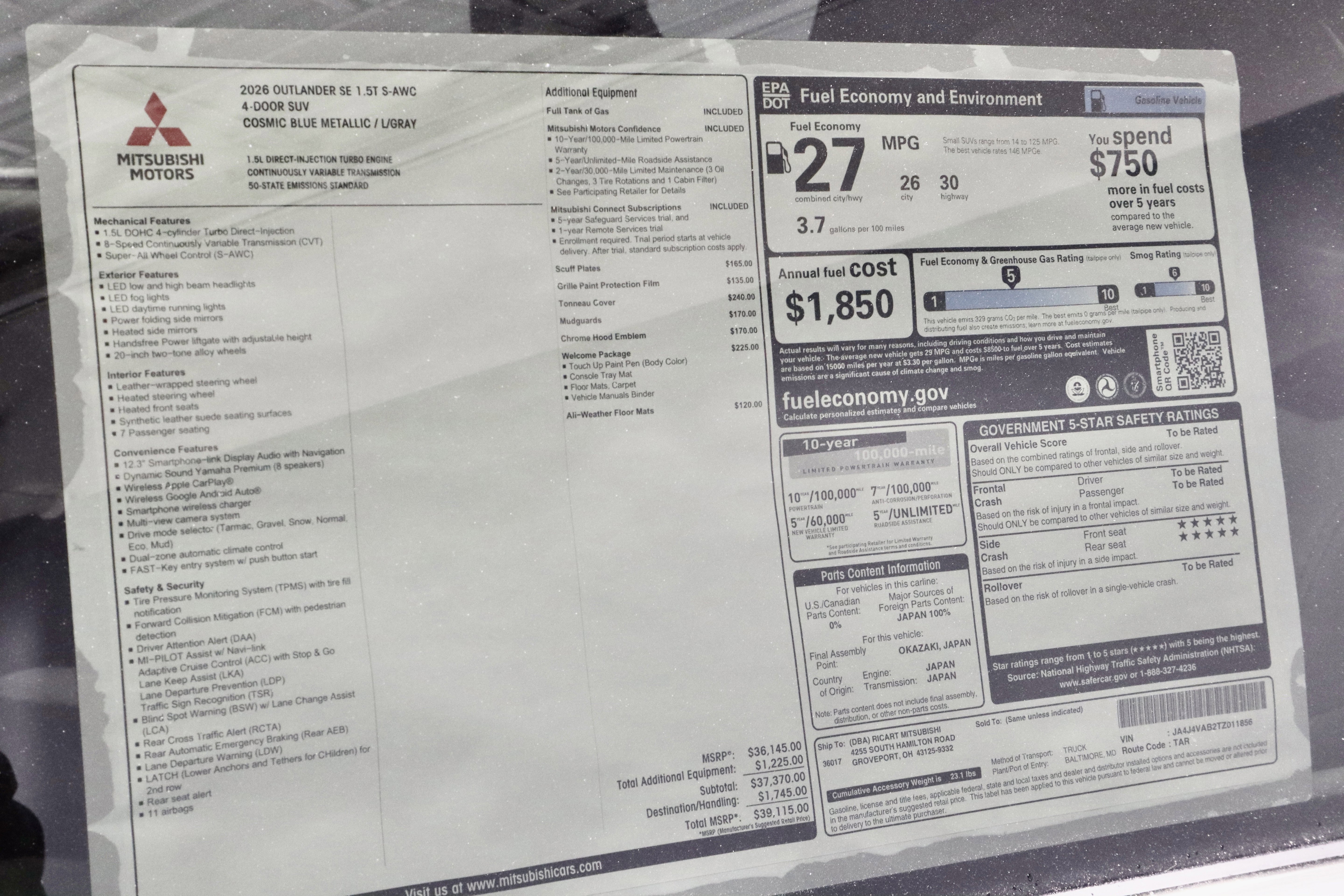 New 2026 Mitsubishi Outlander SE image 37