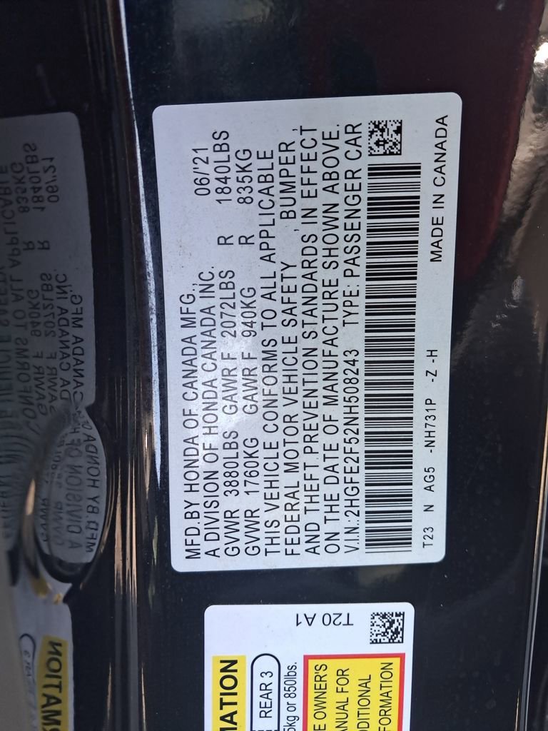 Used 2022 Honda Civic Sport image 60