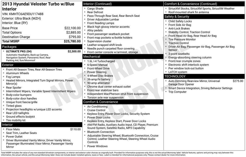 Used 2013 Hyundai Veloster Turbo w/ Ultimate Pkg FWD image 13