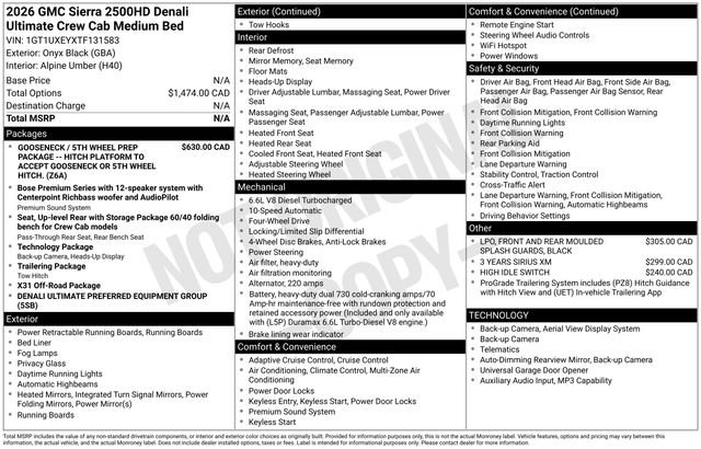 Used 2026 GMC Sierra 2500 Denali Ultimate AWD/4WD image 1