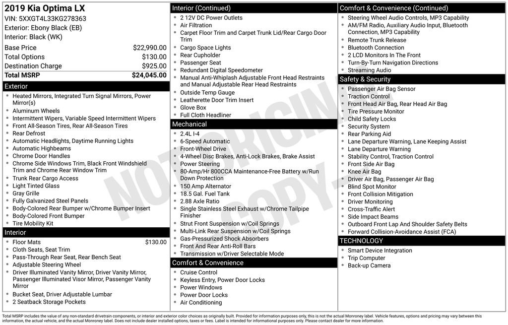Used 2019 Kia Optima LX image 4