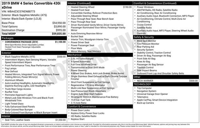Used 2019 BMW 430i xDrive Convertible w/ Convenience Package image 41