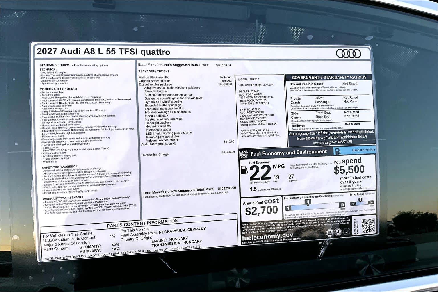 New 2027 Audi A8 L 3.0T AWD/4WD image 16