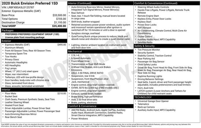 Used 2020 Buick Envision Preferred image 4