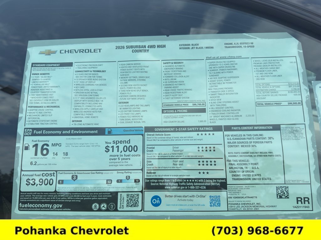 New 2026 Chevrolet Suburban High Country AWD/4WD image 37