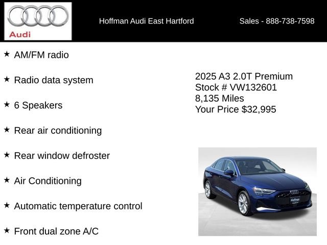 Certified 2025 Audi A3 2.0T Premium w/ Convenience Package AWD/4WD image 18