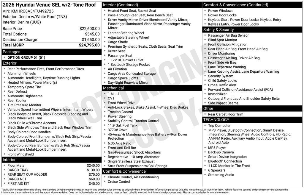 New 2026 Hyundai Venue SEL FWD image 20