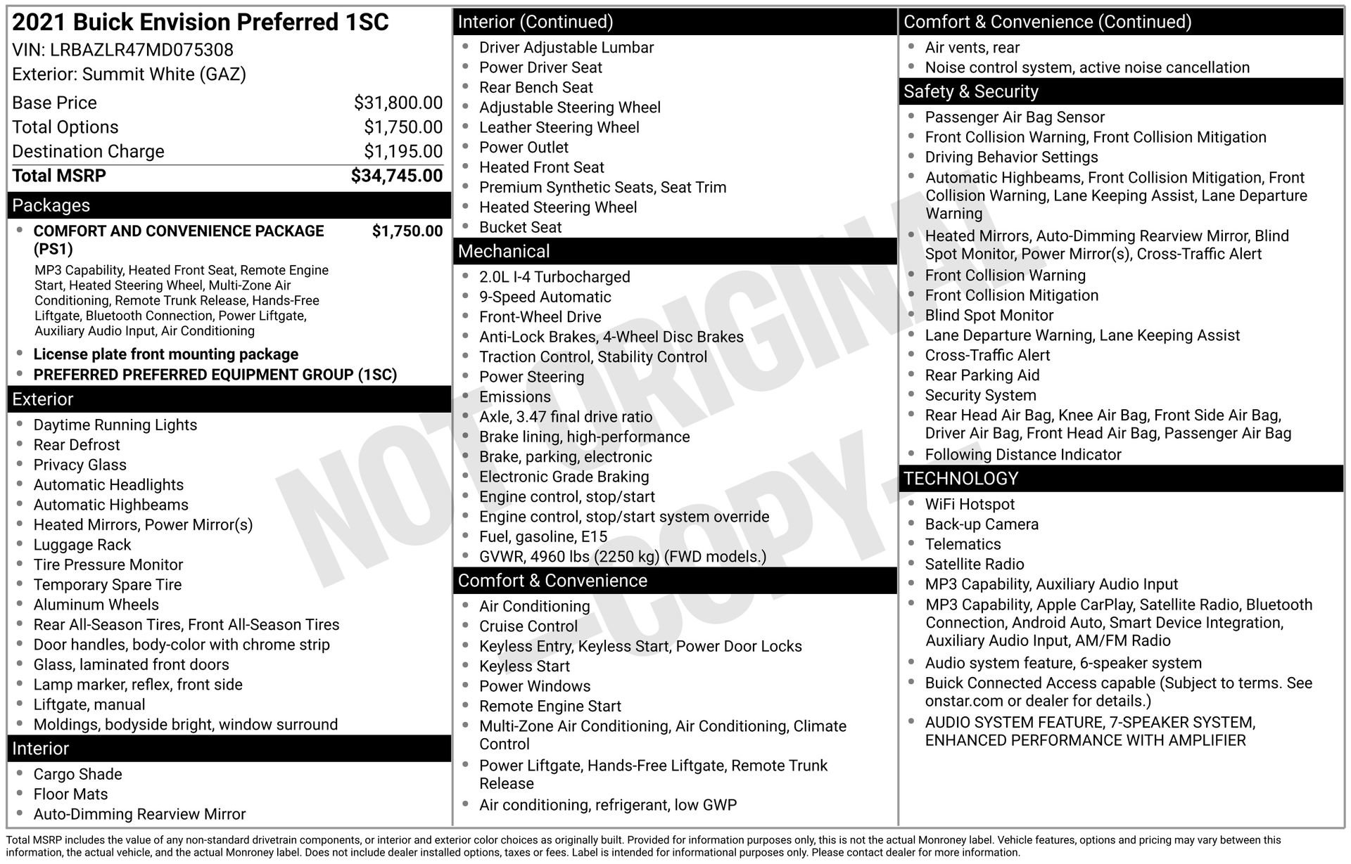 Used 2021 Buick Envision Preferred image 42