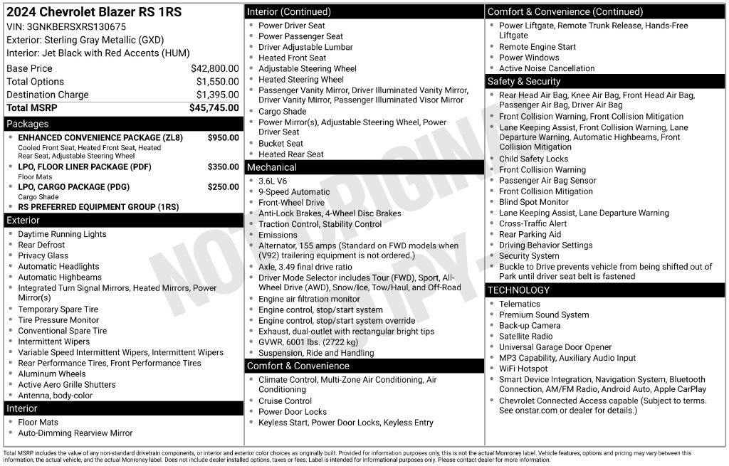 Used 2024 Chevrolet Blazer RS w/ Enhanced Convenience Package FWD image 4