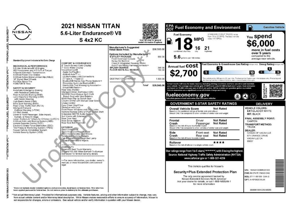 Used 2021 Nissan Titan S w/ S Utility Package RWD image 2
