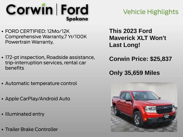 Certified 2023 Ford Maverick XLT w/ Equipment Group 300A Standard image 13