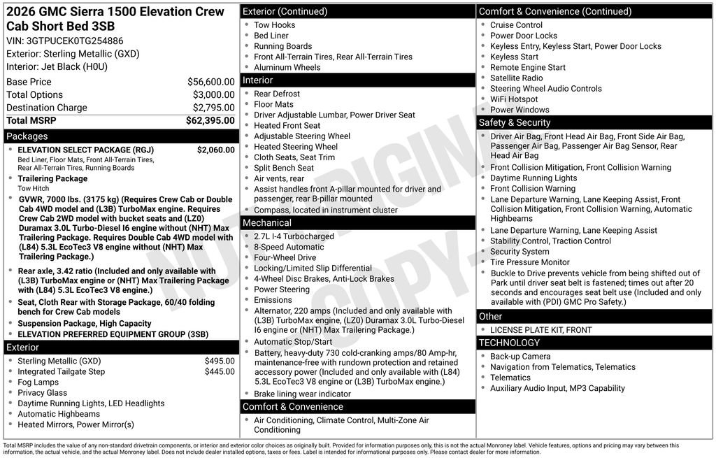 Certified 2026 GMC Sierra 1500 Elevation w/ Elevation Select Package AWD/4WD image 1