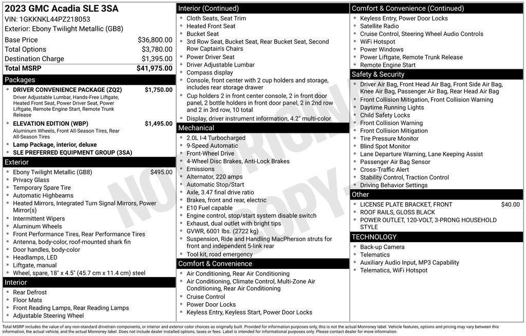 Certified 2023 GMC Acadia SLE w/ Driver Convenience Package FWD image 2