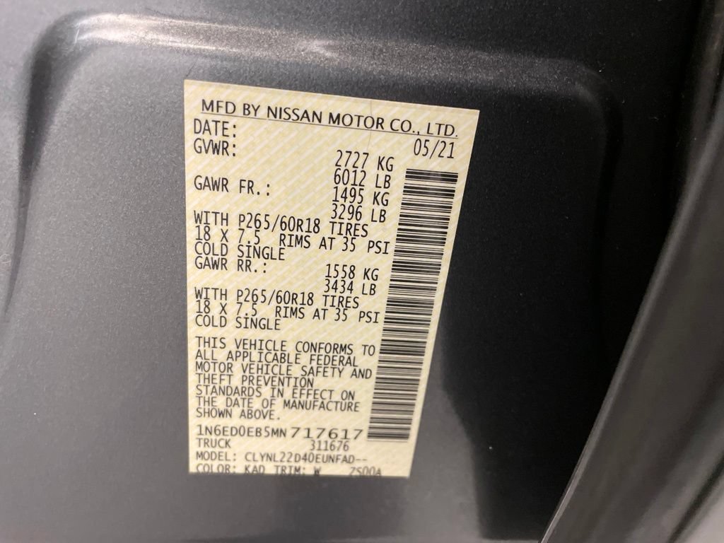 Used 2021 Nissan Frontier SV w/ Midnight Edition Floor Mats AWD/4WD image 29