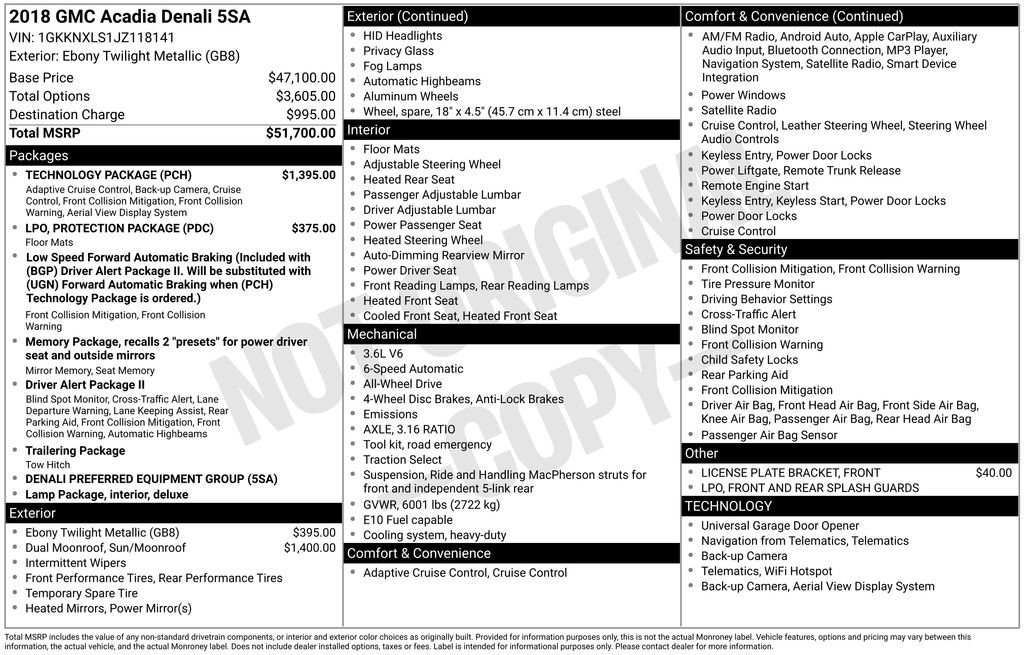 Used 2018 GMC Acadia Denali w/ Technology Package image 39