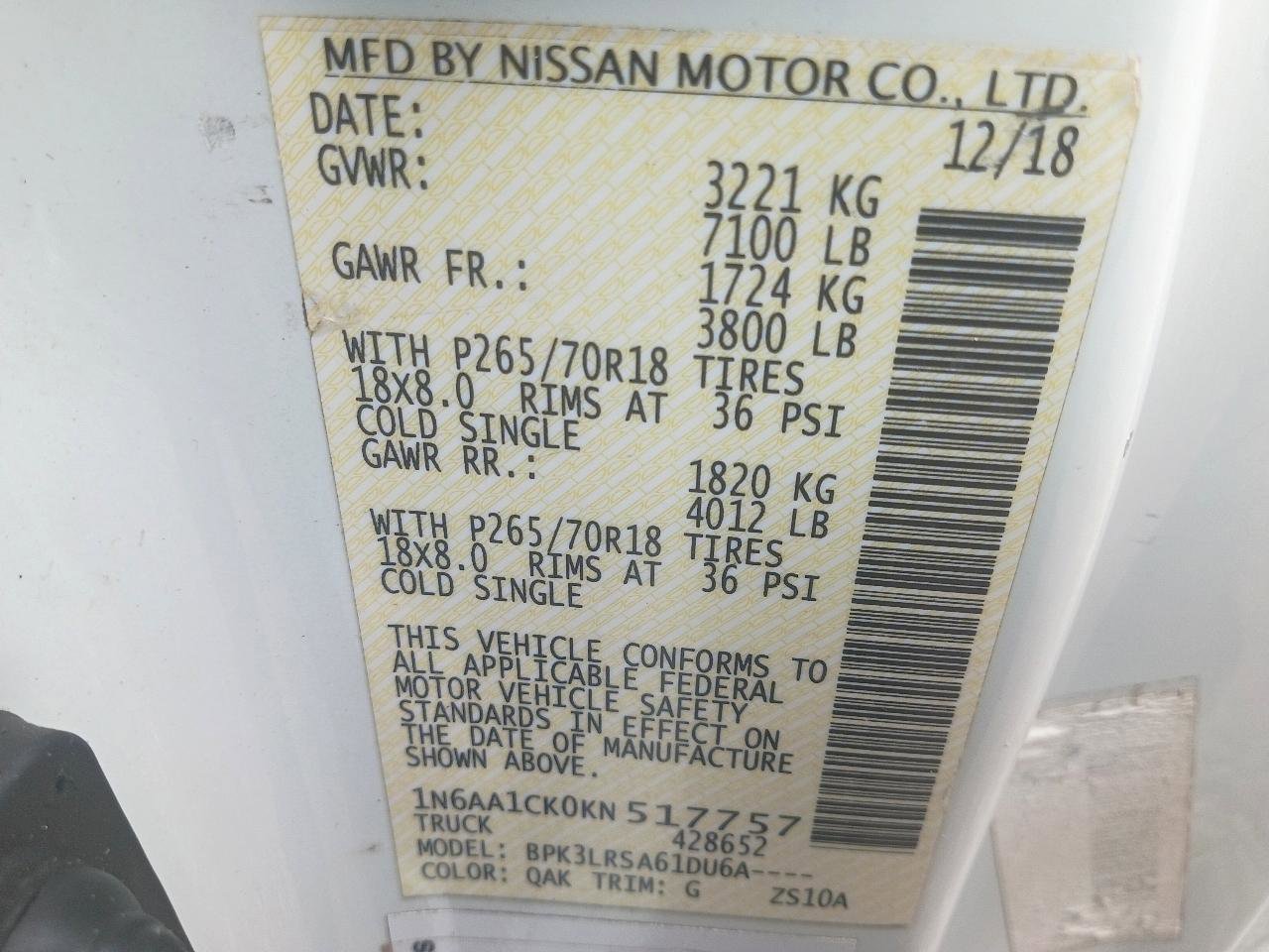 Used 2019 Nissan Titan S w/ S Utility Package RWD image 31