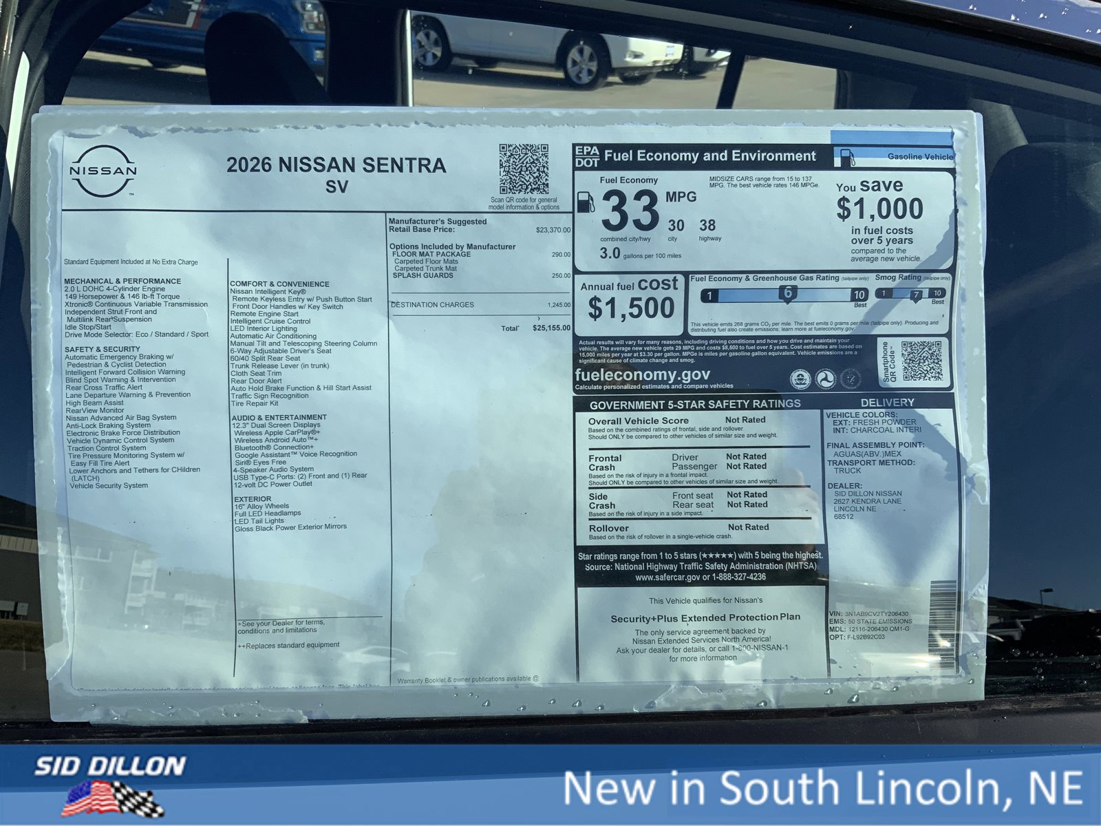 New 2026 Nissan Sentra SV w/ Floor Mat Package image 13