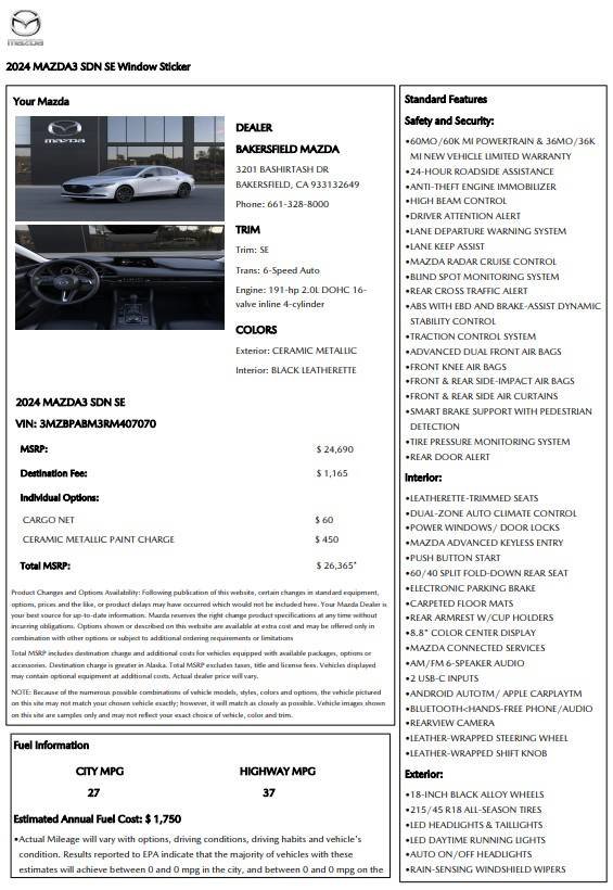 Used 2024 MAZDA MAZDA3 s image 14