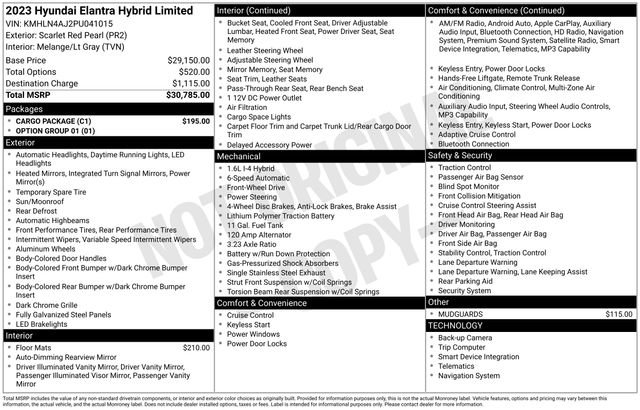 Used 2023 Hyundai Elantra Limited w/ Cargo Package FWD image 20