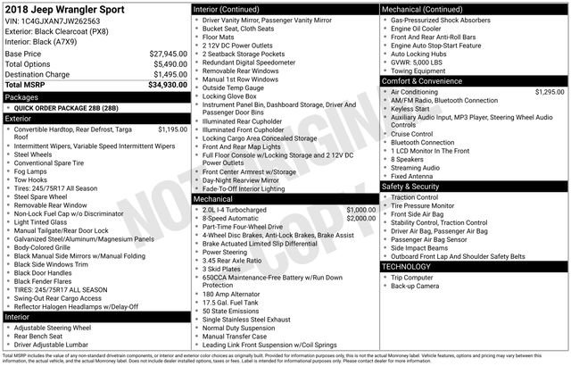 Used 2018 Jeep Wrangler Sport image 43