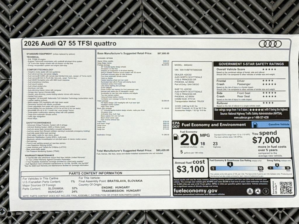 New 2026 Audi Q7 3.0T Prestige image 9