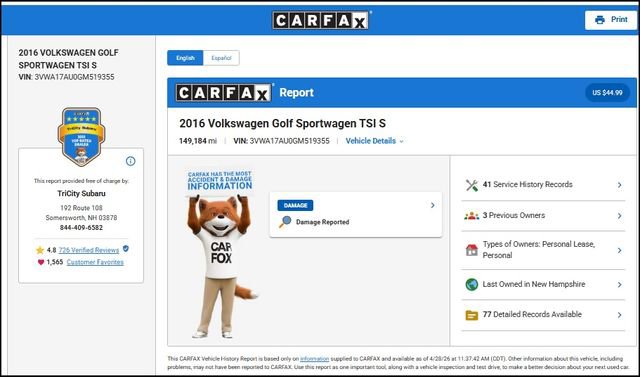 Used 2016 Volkswagen Golf S FWD image 11