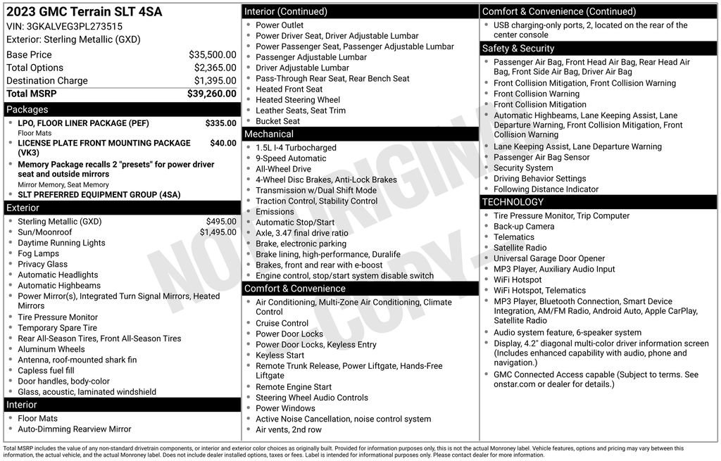 Used 2023 GMC Terrain SLT w/ LPO, Floor Liner Package AWD/4WD image 37