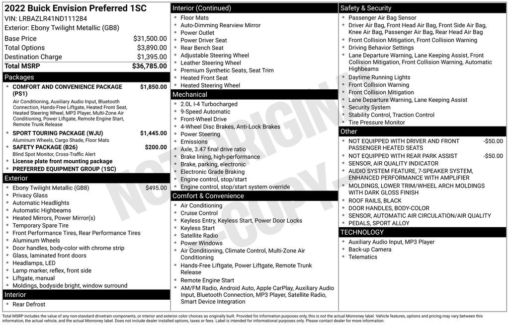 Used 2022 Buick Envision Preferred image 17