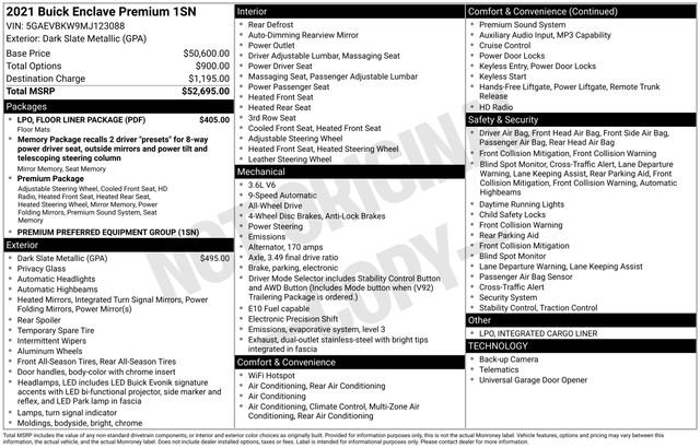 Used 2021 Buick Enclave Premium w/ LPO, Floor Liner Package image 41