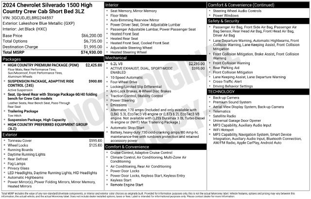Used 2024 Chevrolet Silverado 1500 High Country w/ High Country Premium Package AWD/4WD image 25