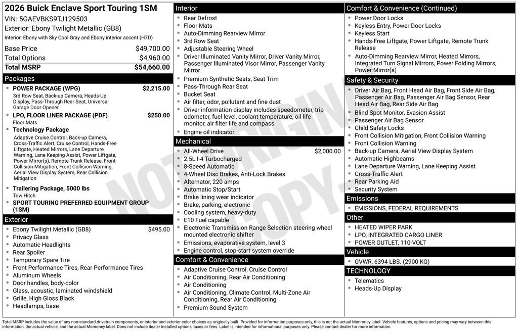 New 2026 Buick Enclave Sport Touring w/ Power Package image 44