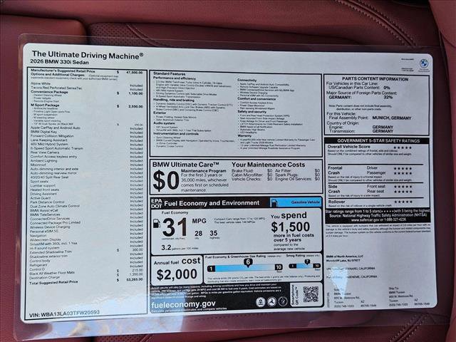 New 2026 BMW 330i Sedan w/ M Sport Package image 20
