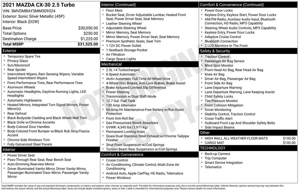 Used 2021 MAZDA CX-30 AWD 2.5 Turbo S image 7