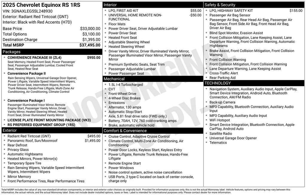 Certified 2025 Chevrolet Equinox RS w/ Convenience Package III image 10