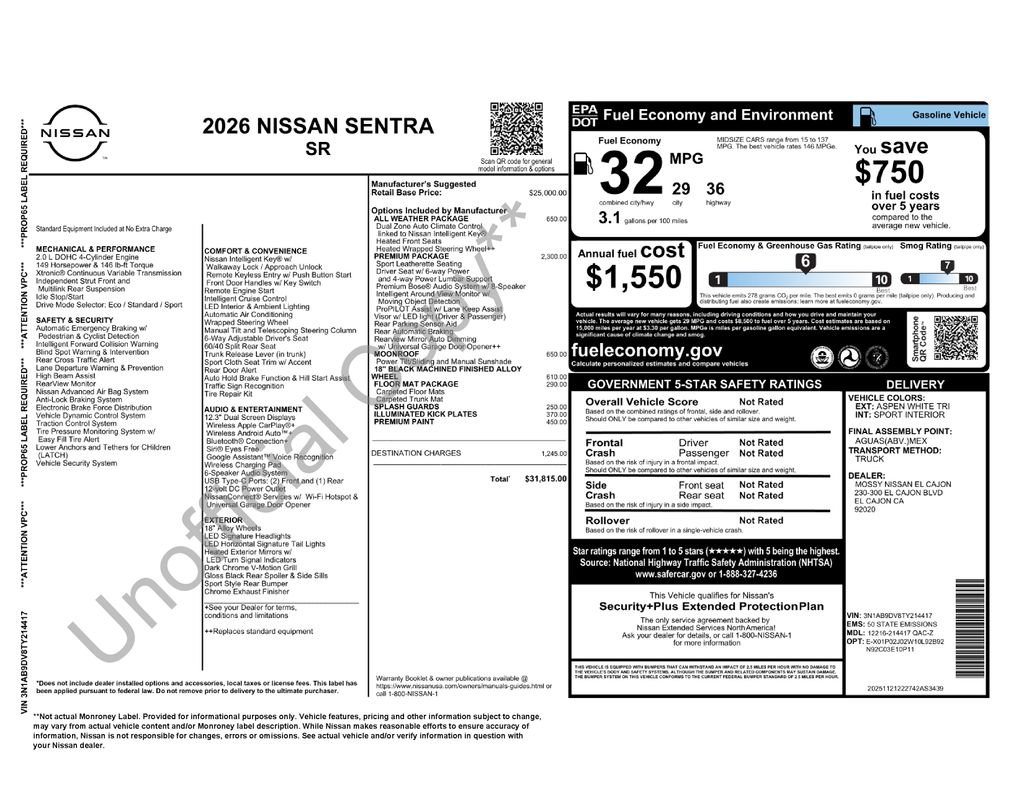 Certified 2026 Nissan Sentra SR w/ SR Premium Package FWD image 6
