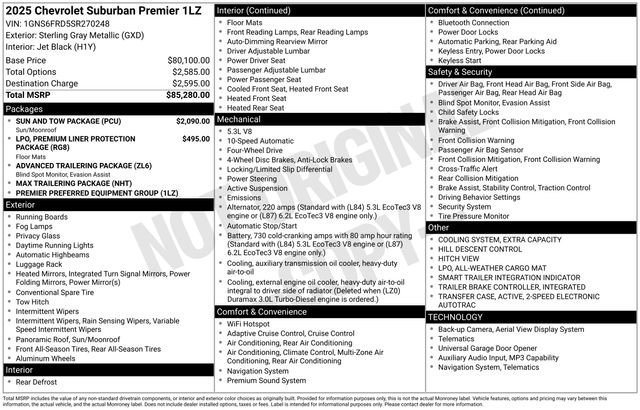 Used 2025 Chevrolet Suburban Premier w/ Sun And Tow Package AWD/4WD image 5