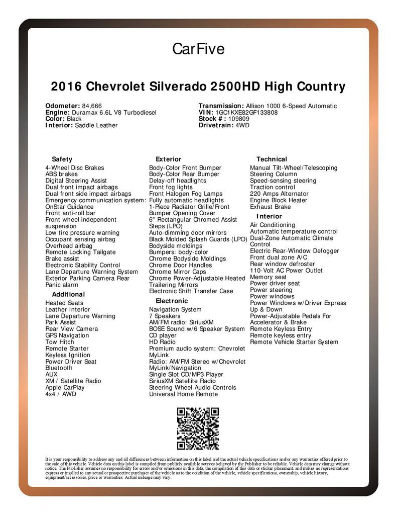Used 2016 Chevrolet Silverado 2500 High Country w/ Duramax Plus Package image 35