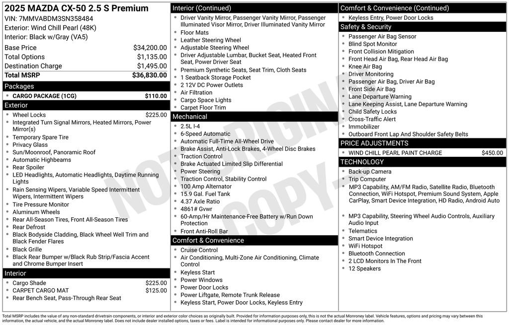 Certified 2025 MAZDA CX-50 AWD 2.5 S w/ Cargo Package image 5