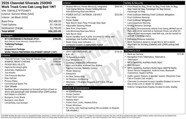 New 2026 Chevrolet Silverado 2500 W/T w/ WT Convenience Package AWD/4WD image 4
