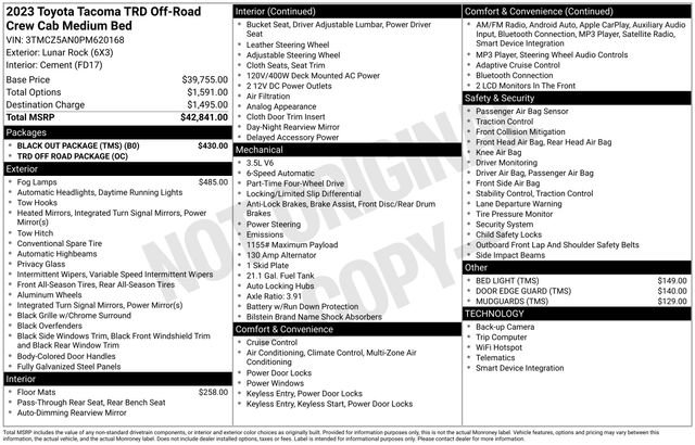 Used 2023 Toyota Tacoma TRD Off-Road w/ Black Out Package (TMS) image 16