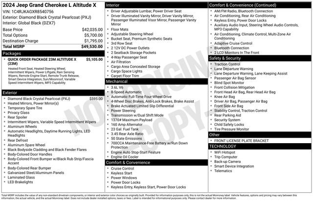 Used 2024 Jeep Grand Cherokee L Altitude AWD/4WD image 9